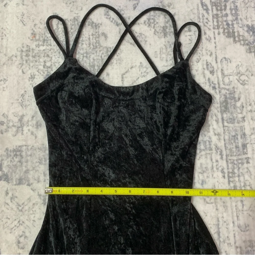 VTG 90’s Rampage Black Velvet Midi/Maxi Dress Sz 3 - Picture 5 of 8